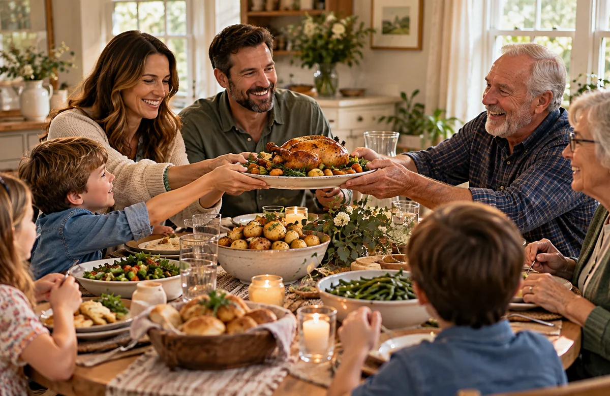 Illustrative gathering scene: Family Around the Table