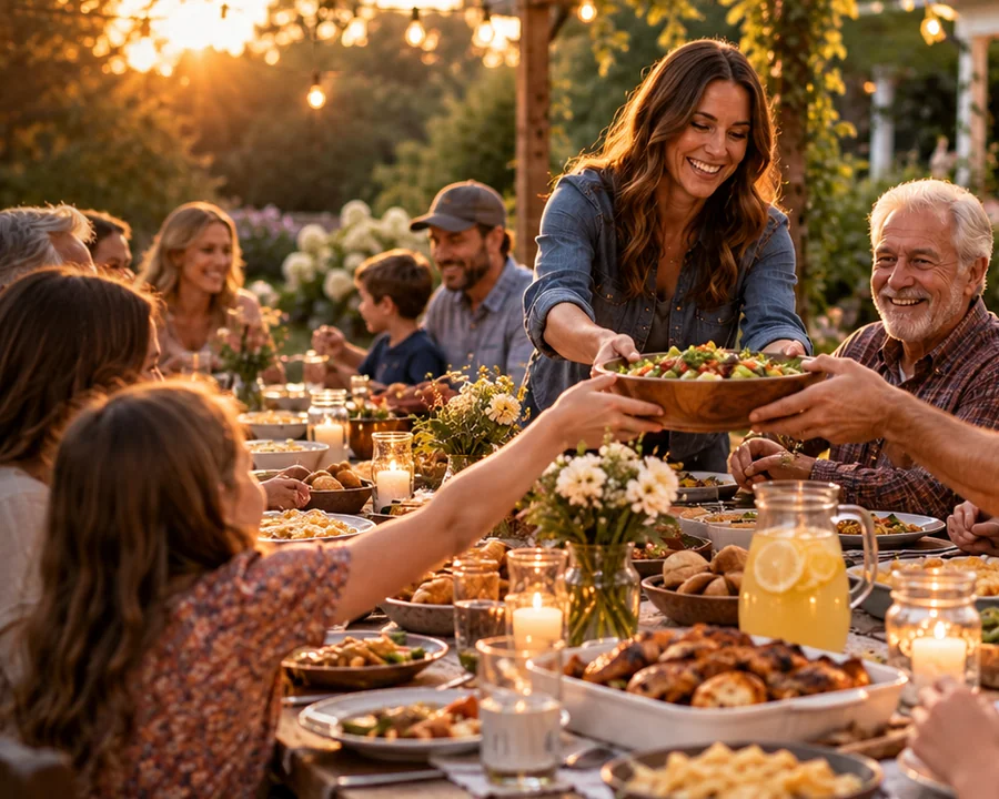 Friends and family sharing a meal